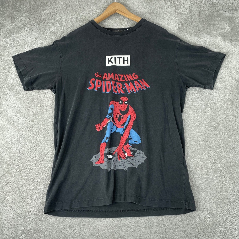 Marvel Kith Spider-Man Shirt Mens Medium Black Avengers Comic Box Logo Tee